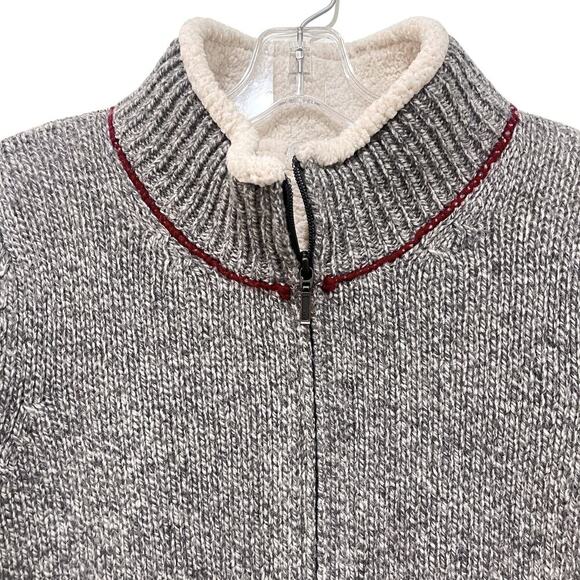 LL Bean Classic Women's Ragg Wool Sherpa lined Zip Sweater Grey Medium 503315 - Picture 3 of 11